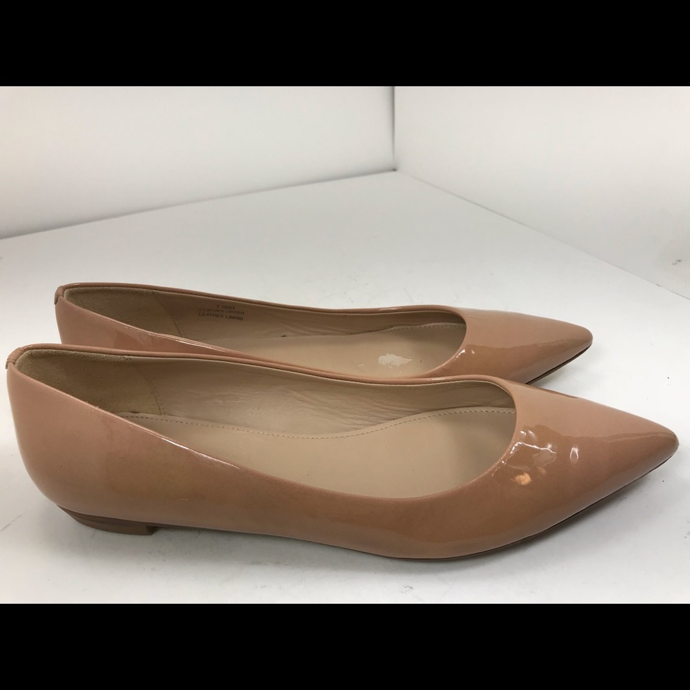 J crew nude Beige Harper point toe flat patent 7.5